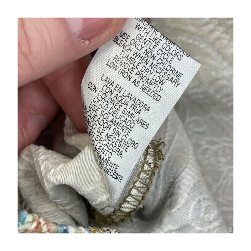 Rebecca Malone Jacket Women's Multi Paisley Print Cotton Stretch Button Front - Picture 7 of 8